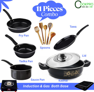 cookpro Premium Combo Kadhai with Lid, Sauce pan, Tadka Pan, Fryp...